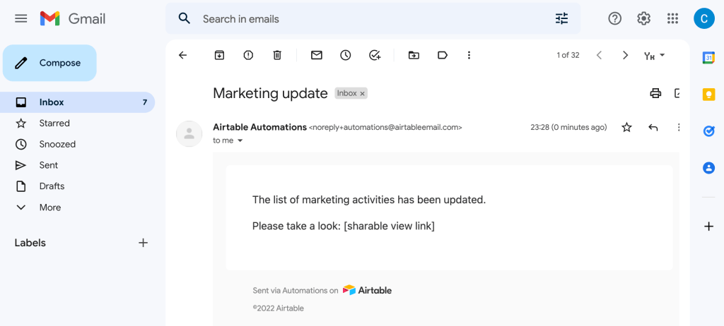 46. Airtable automation example email