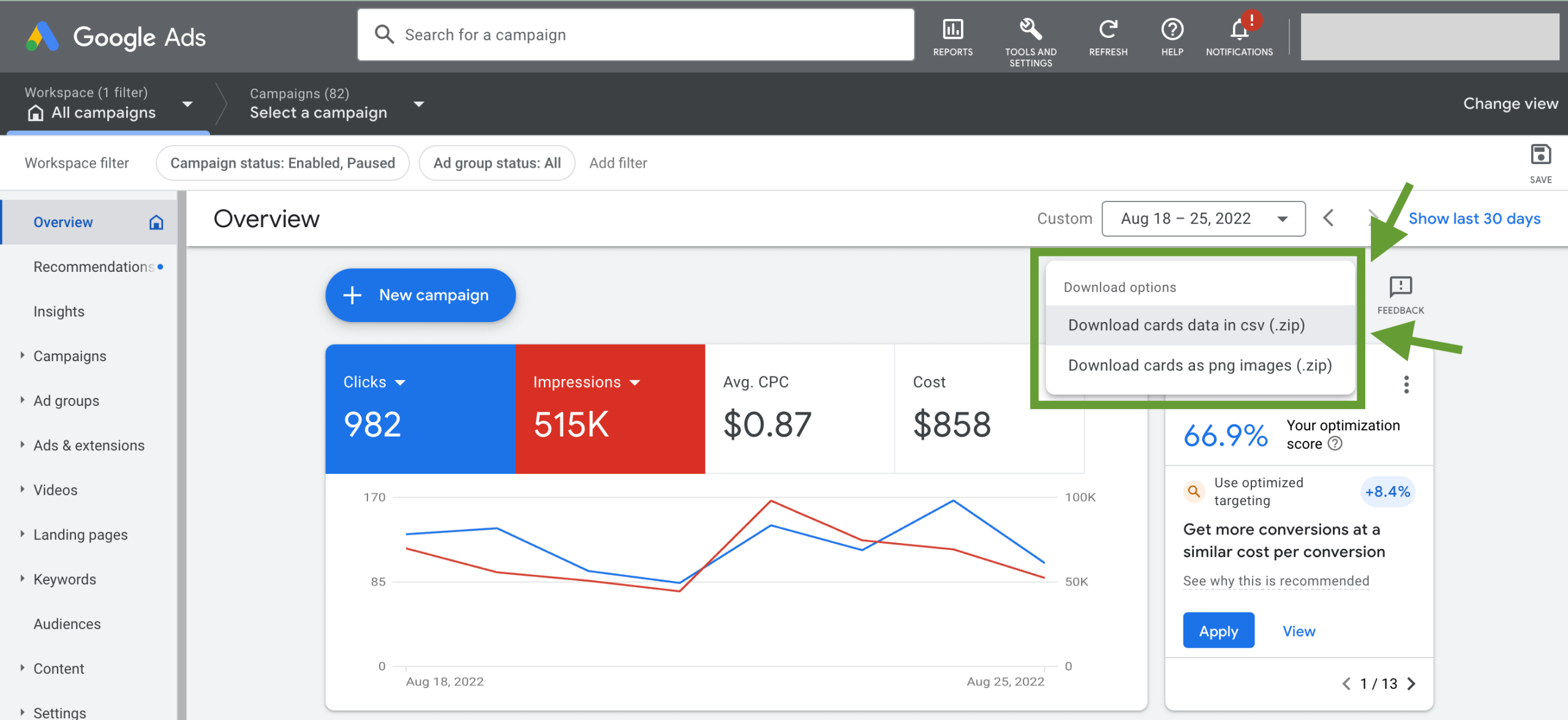 1.Exporter les données Google Ads au format CSV