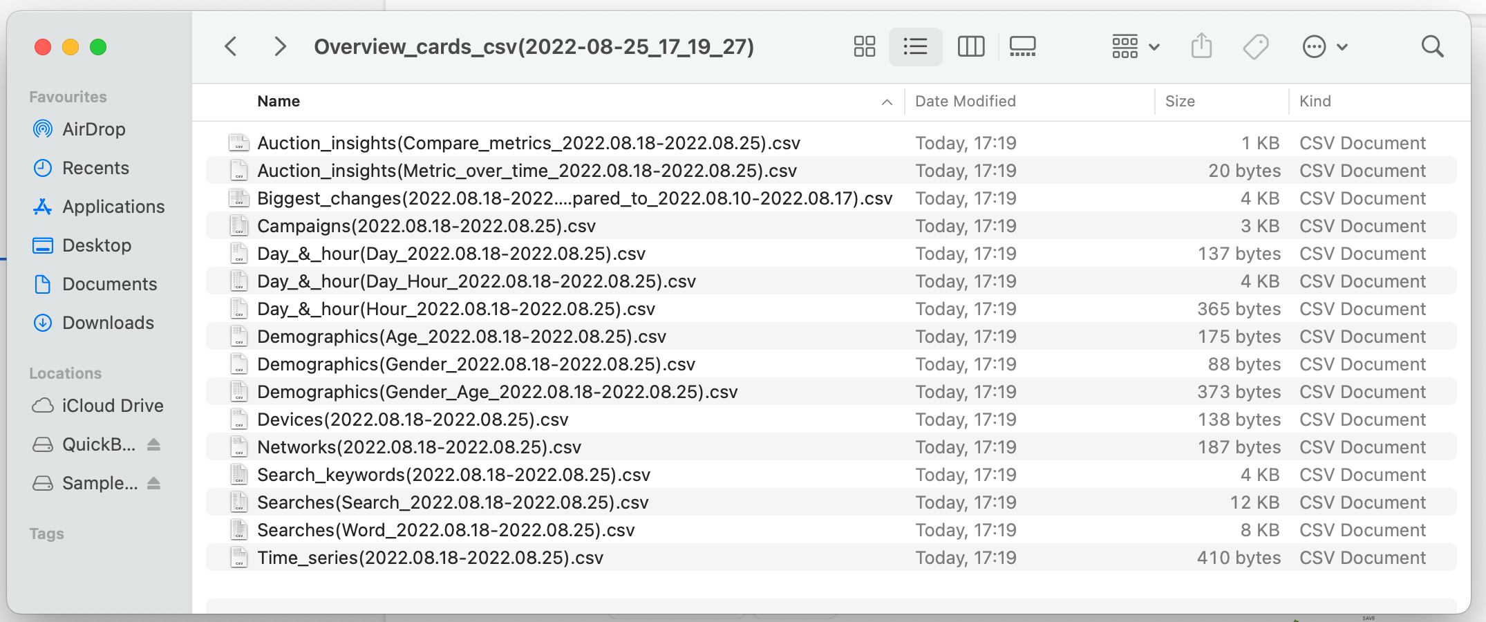 2. Archive contenant les fichiers CSV