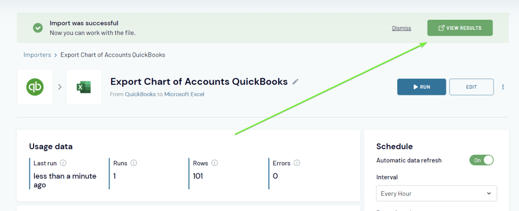 3.4 coupler.io quickbooks chart fo accounts view results
