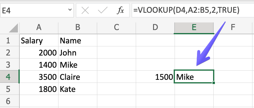 2 vlookup approximate match numerical