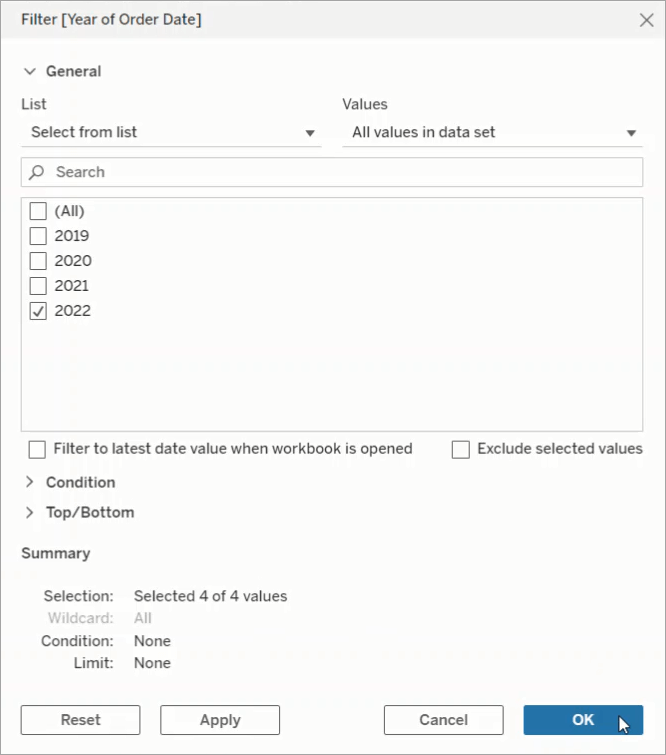 6 Applying a filter to Order Date