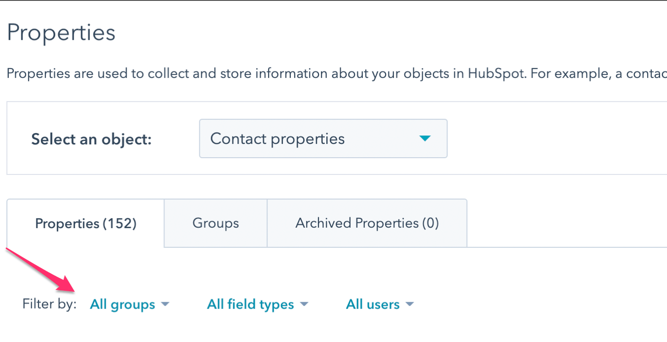 filtres d'historique des propriétés HubSpot