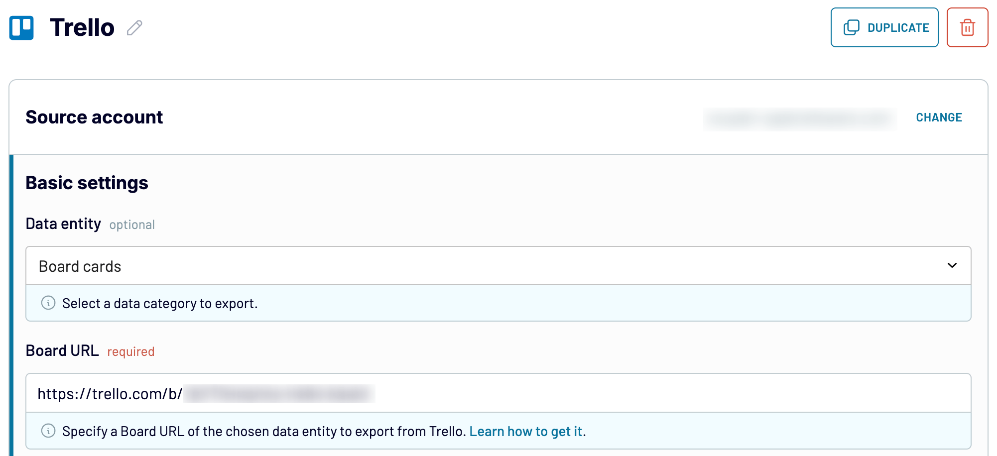 Configuration de Trello comme source de données dans Coupler.io
