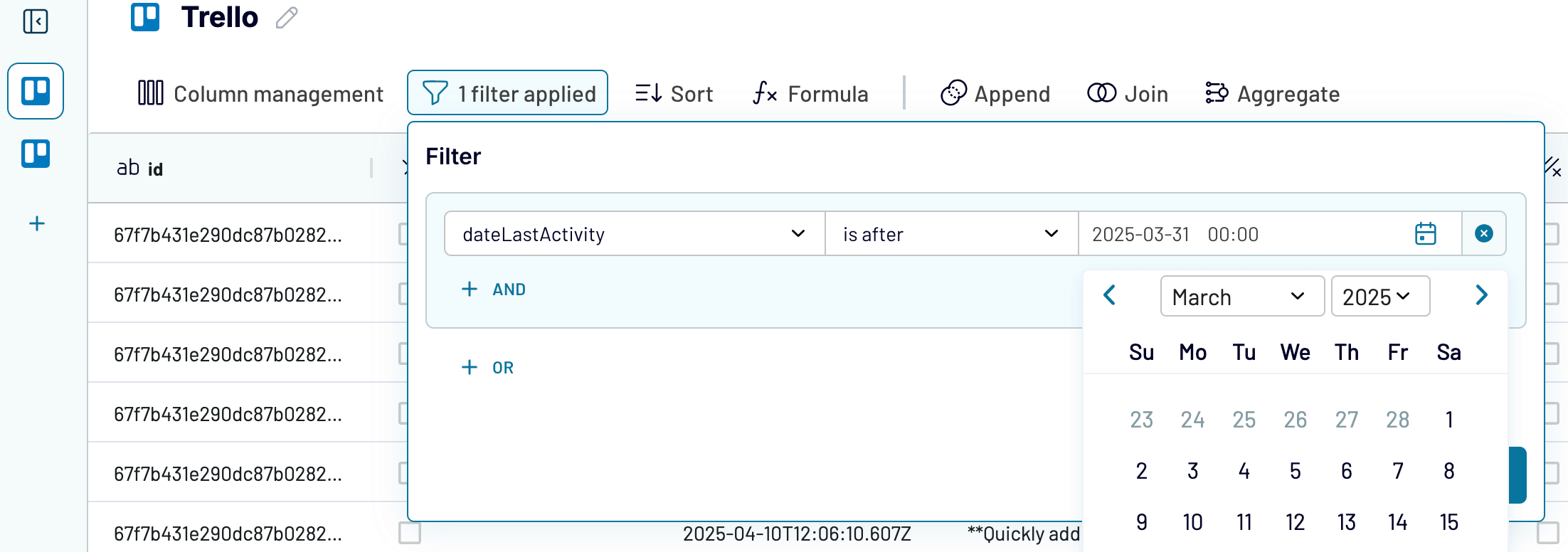 Filtrage des données Trello avec Coupler.io