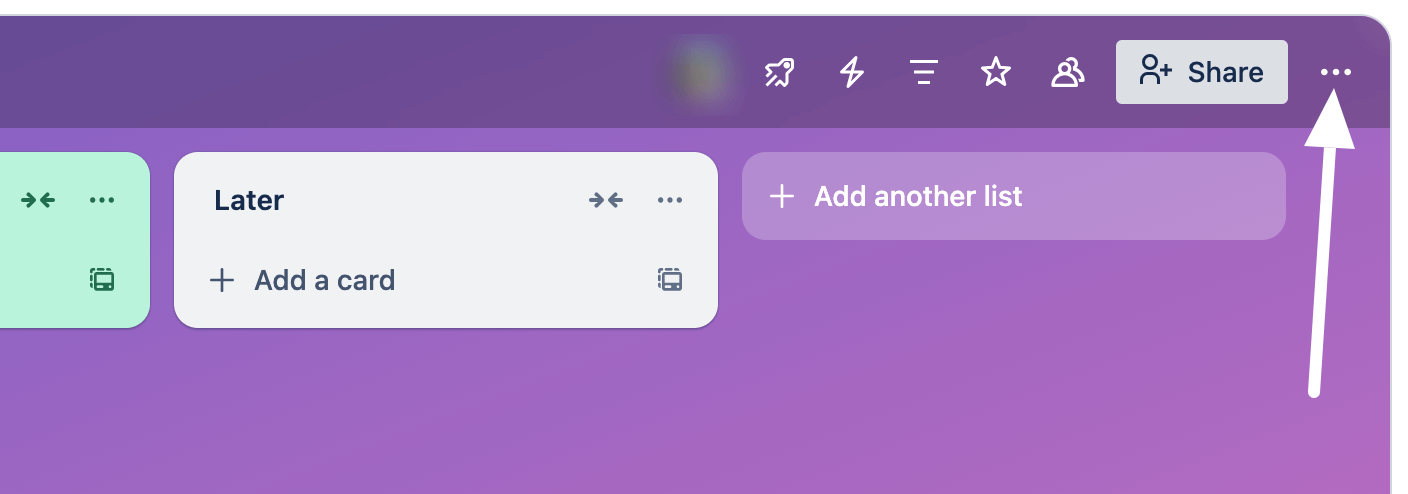 Accéder au menu du tableau dans Trello