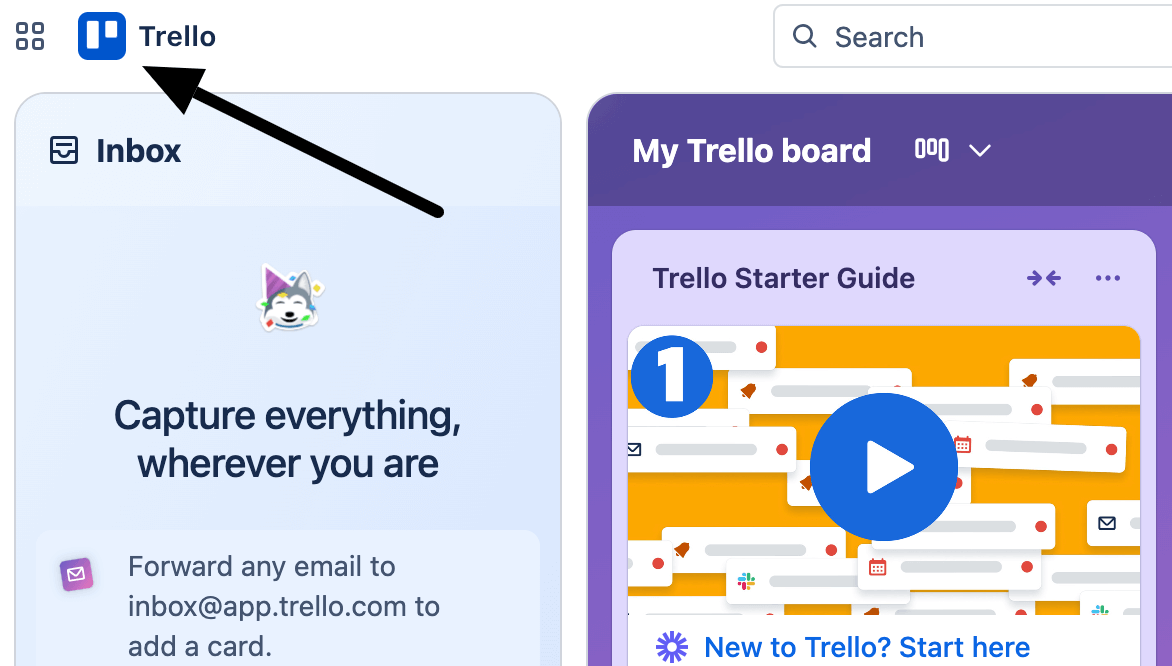 Retour à l'espace de travail Trello