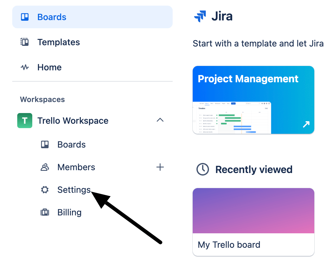 Accéder aux paramètres de l'espace de travail Trello
