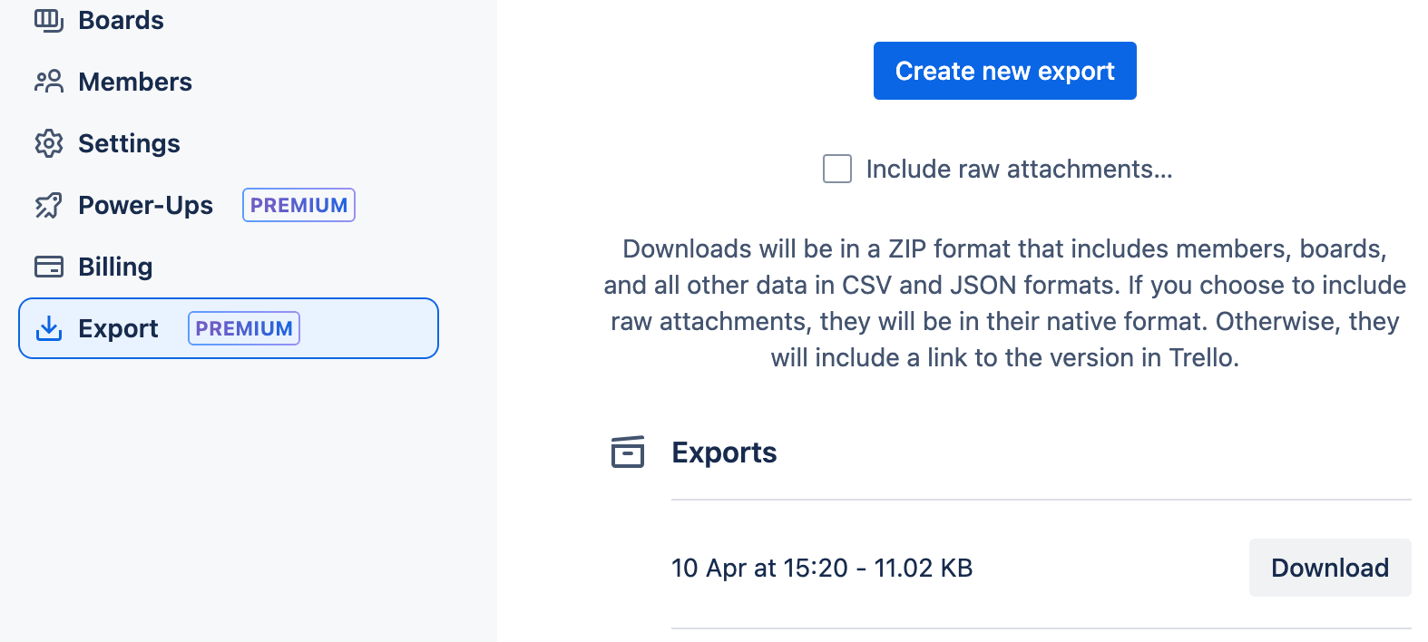 Exportation de tous les tableaux depuis Trello