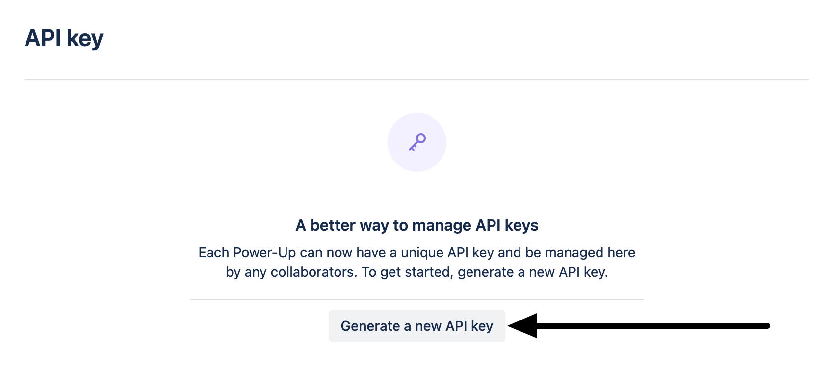 Génération d'une nouvelle clé API dans Trello