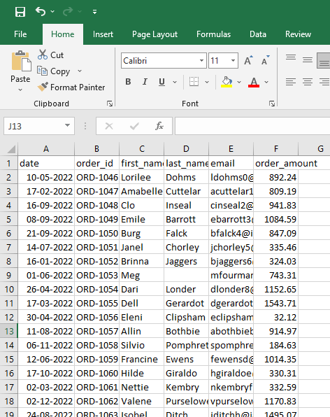 1 data in excel