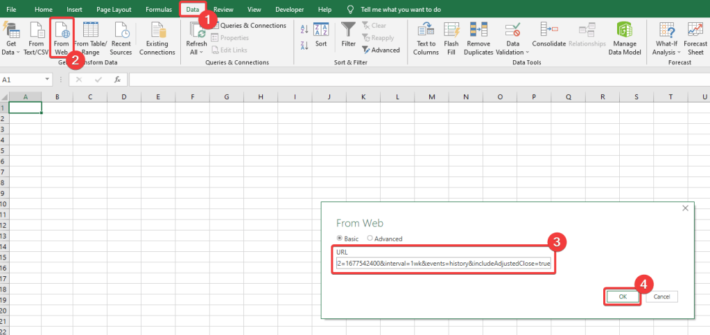 10 enter yahoo finance url to import table in excel