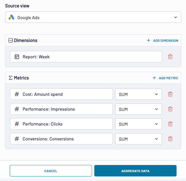 26 coupler data aggregation setup weekly time based aggregation