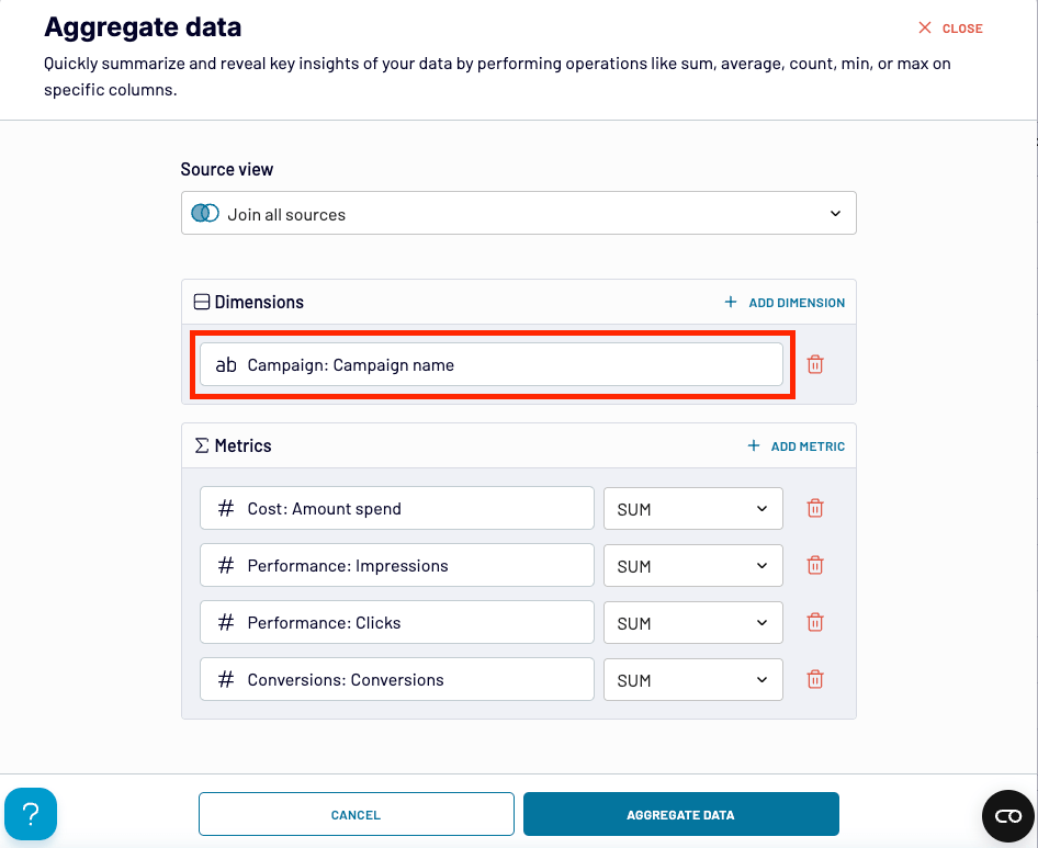32 coupler data aggregation summarization example ad campaign stats aggregated