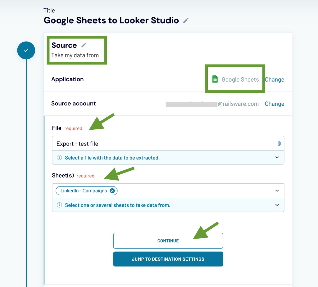 13. Google Sheets to Looker Studio source settings