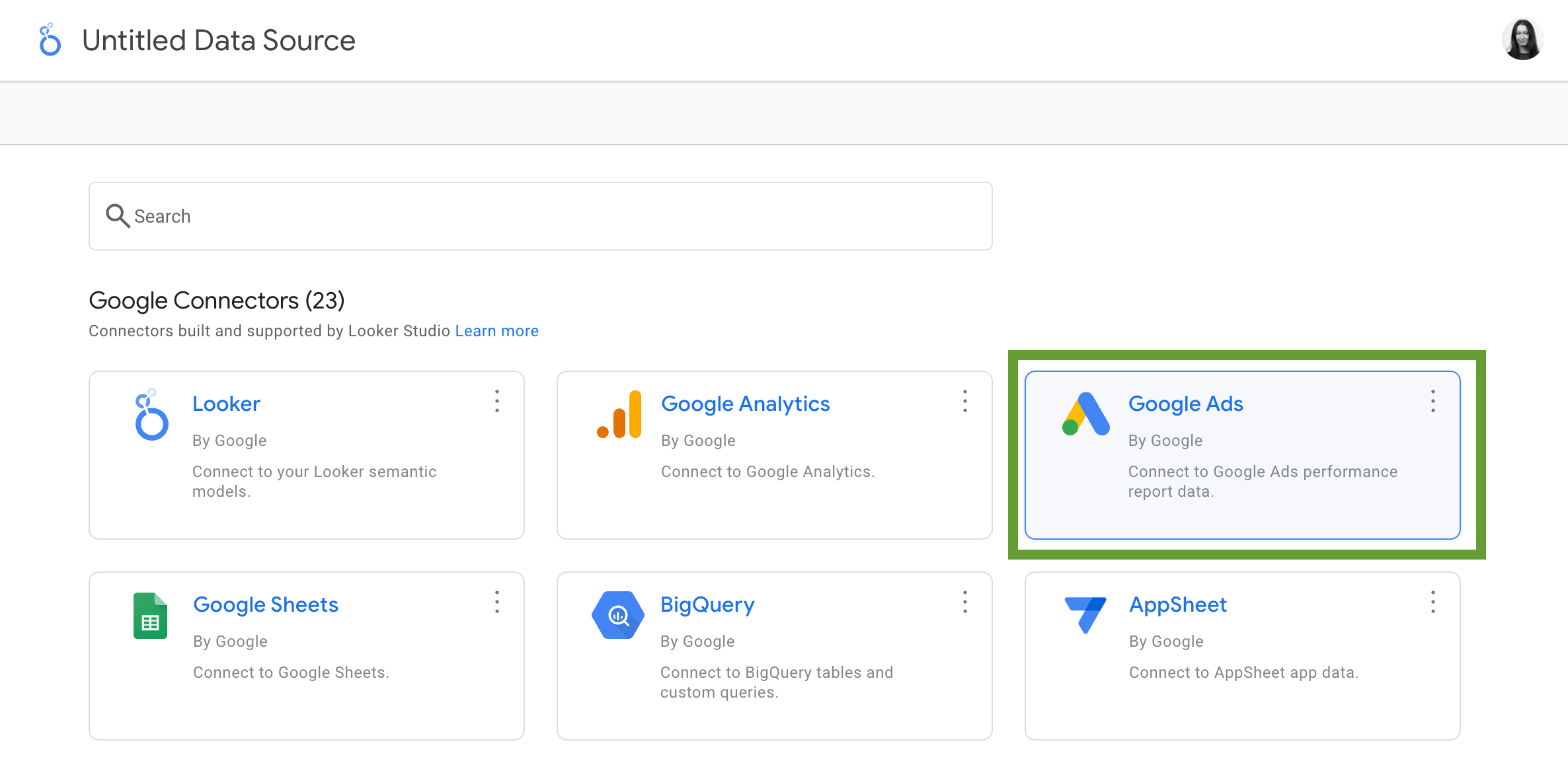 Looker Studio connecte Google Ads