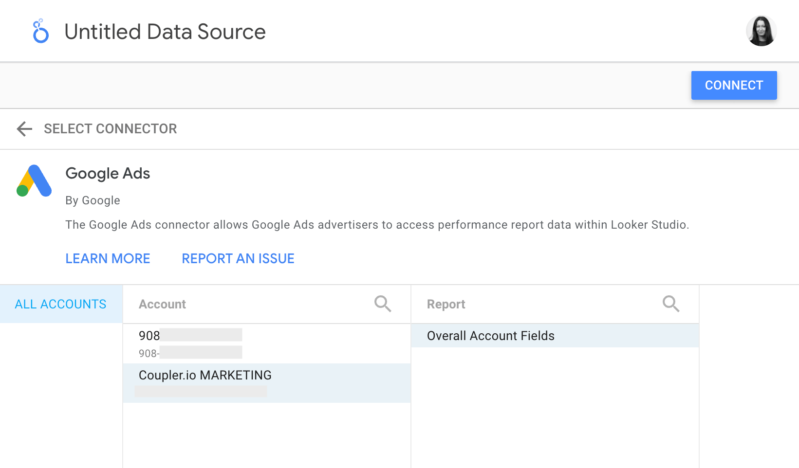 Looker Studio connecte Google Ads 2