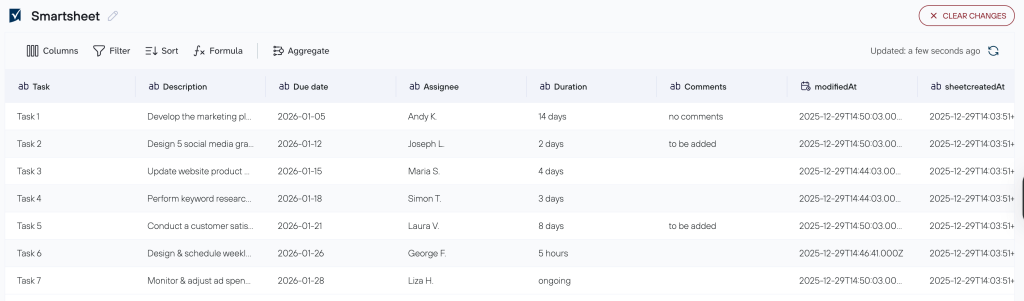 3. smartsheet data in coupler