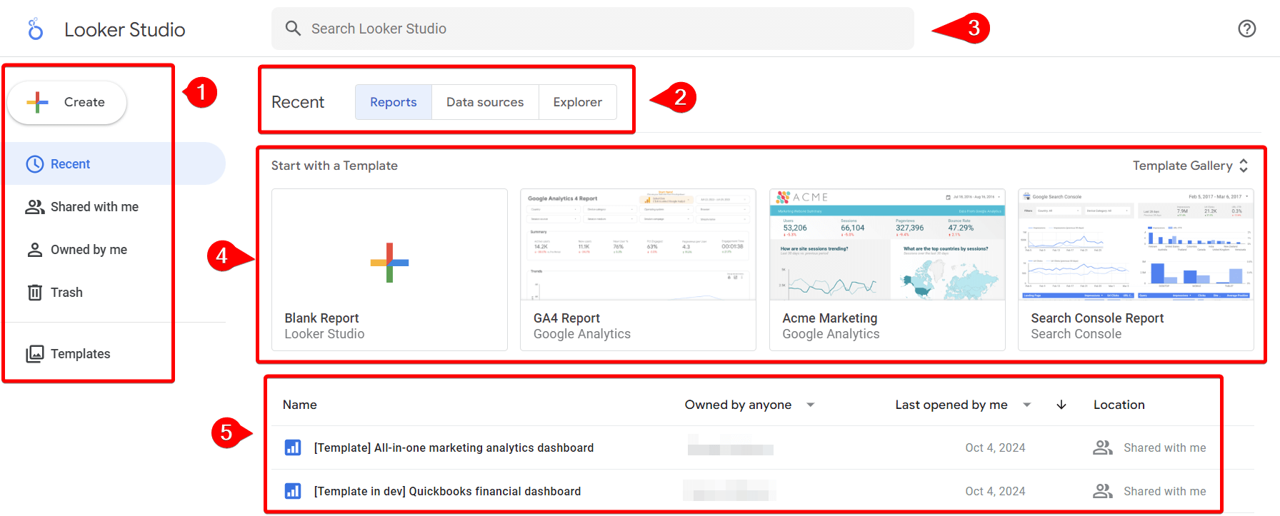 Gambar 02. Halaman beranda Google Data Studio