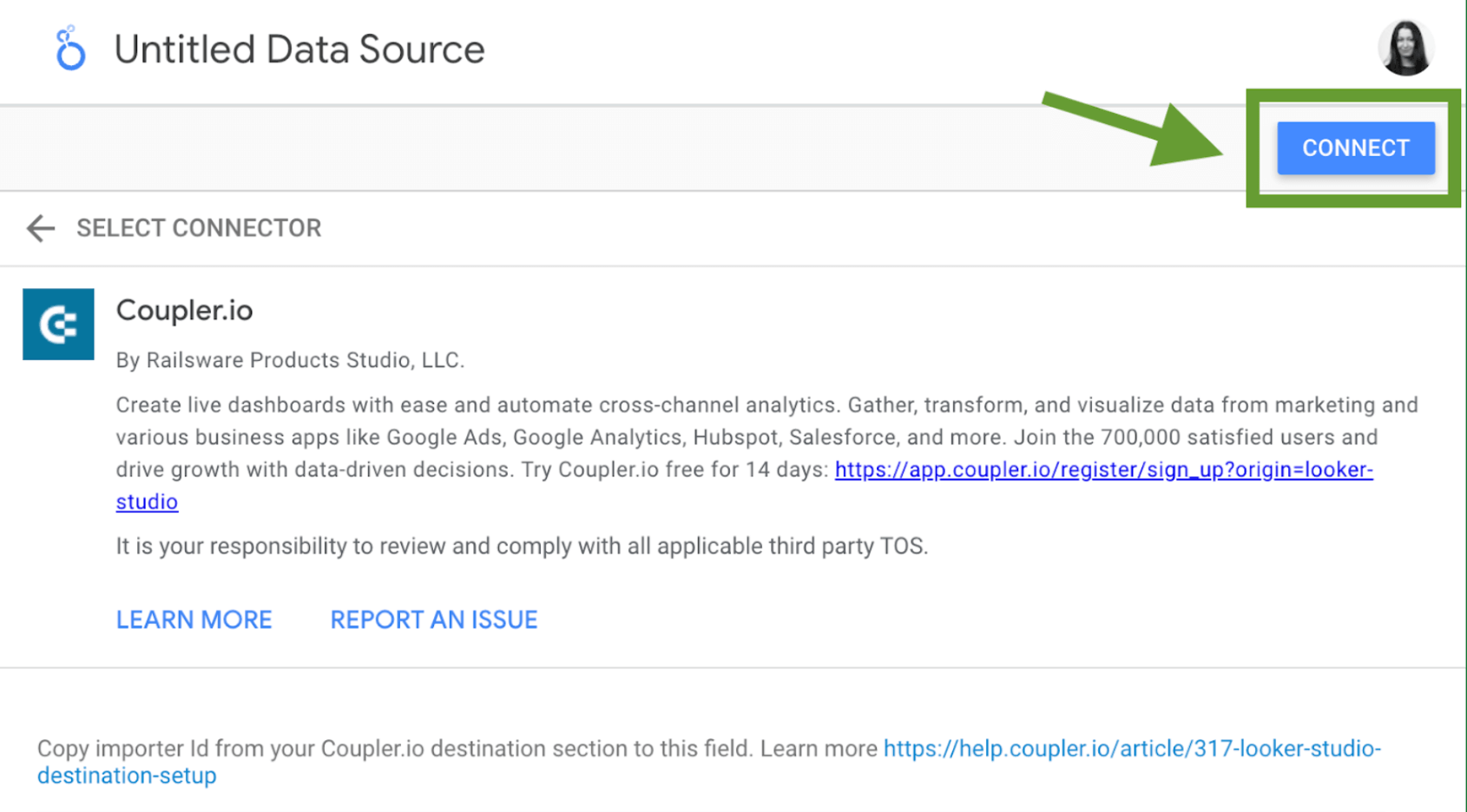 8. Coupler.io conectando Looker Studio connect 1
