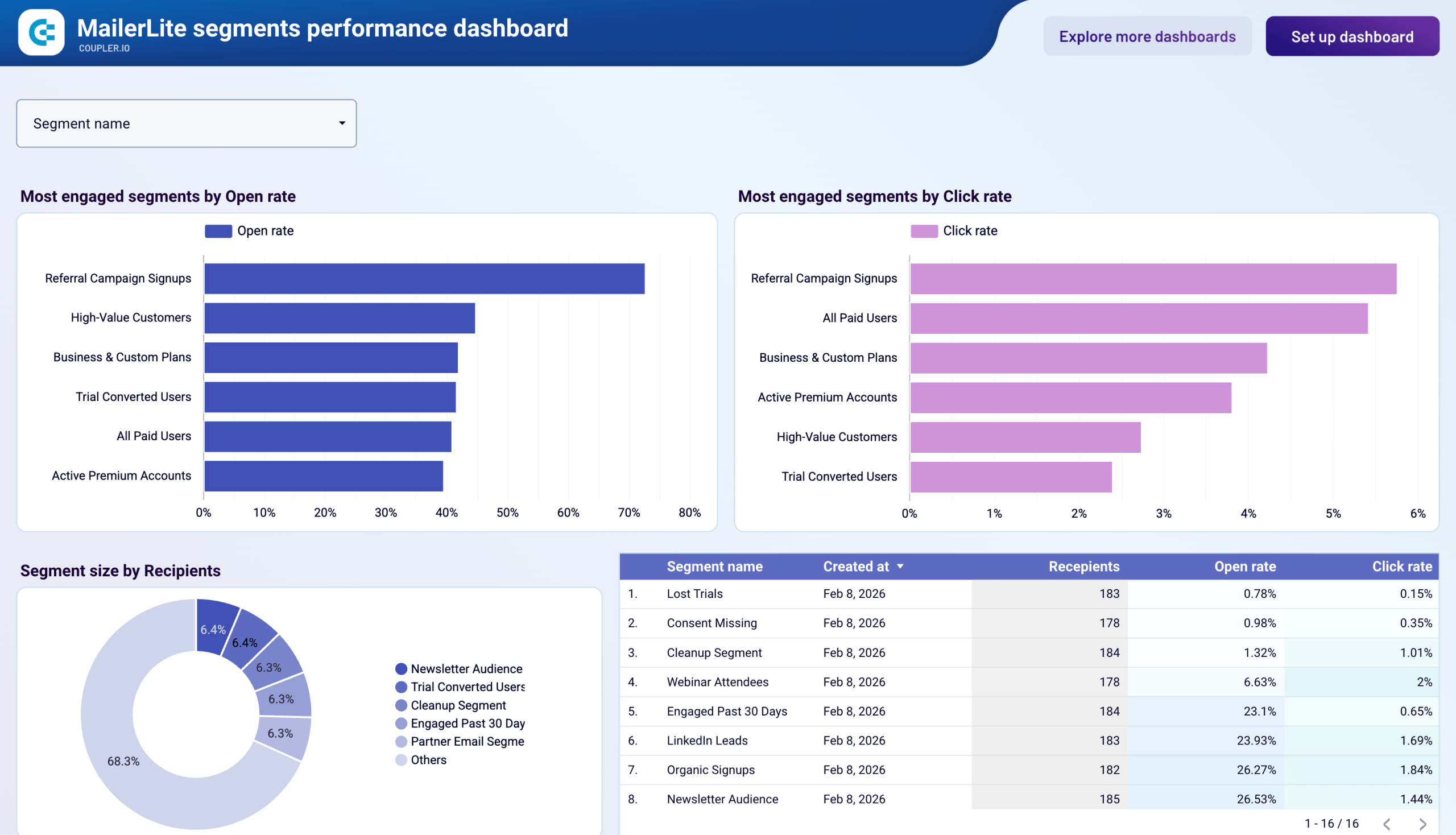 mailerlite segments dashboard