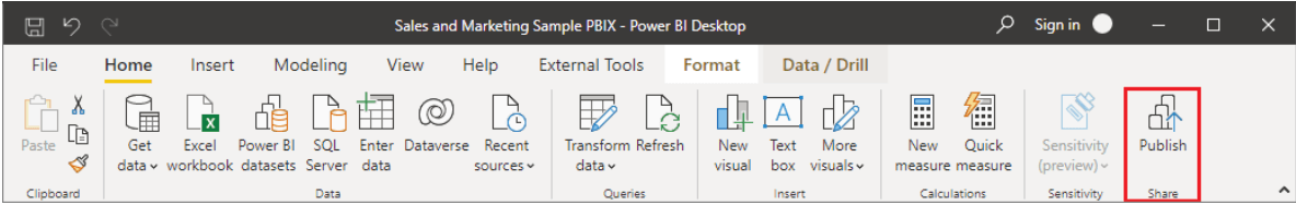 como publicar o serviço power bi