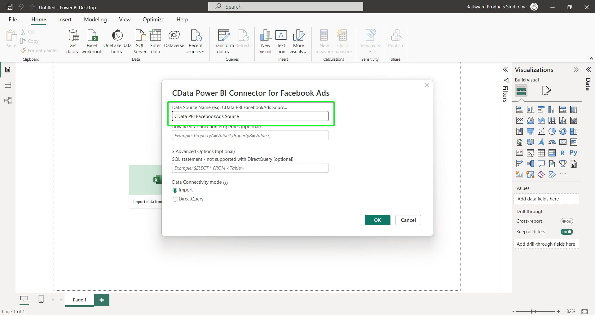 2.5 facebook ads power bi fuente de datos nombre
