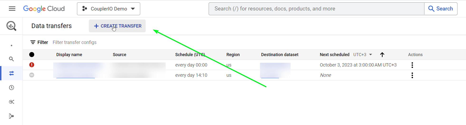5.2 crear transferencia de datos bigquery
