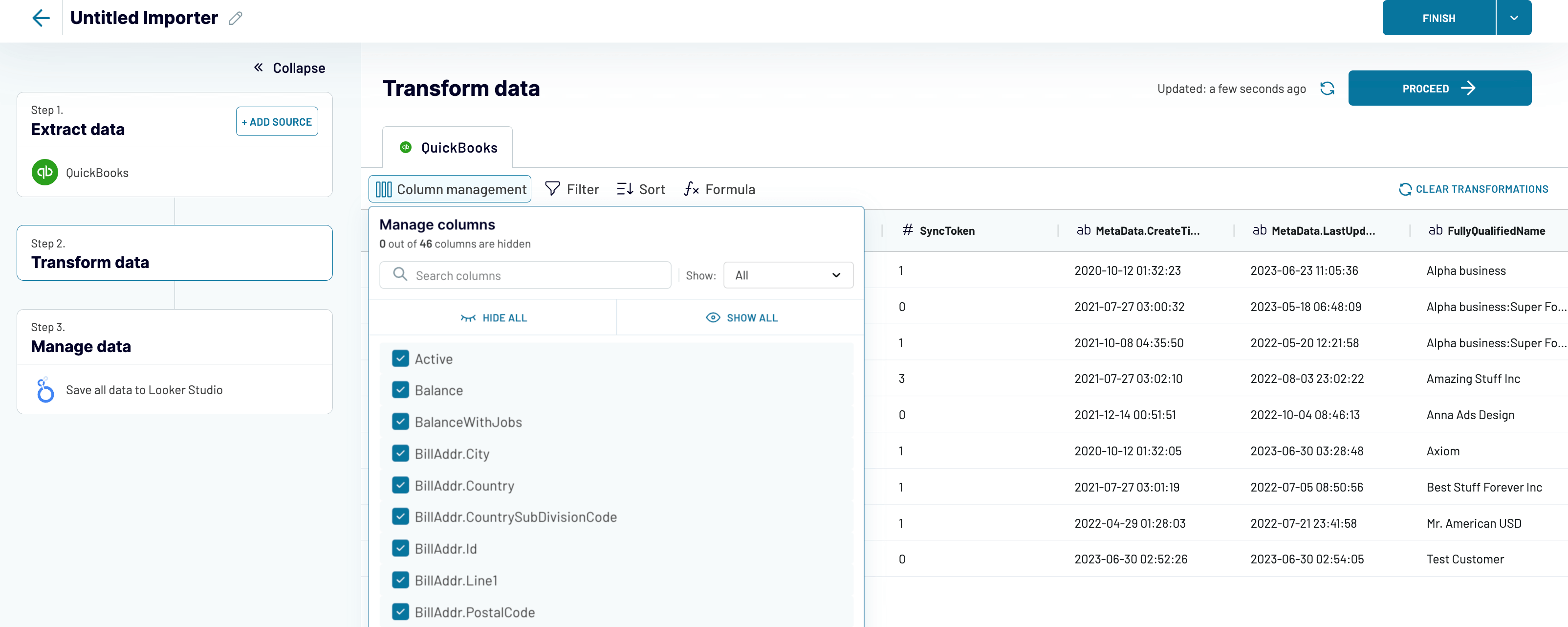 QuickBooks vers Looker studio