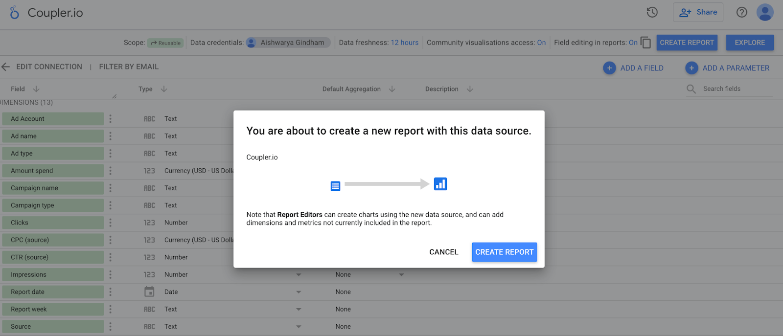 TikTok Ads performance dashboard in Looker Studio