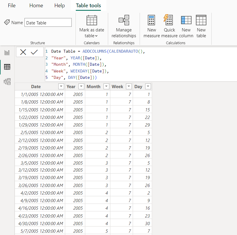 How To Create A Date Table In Power Bi Using Dax In Power Bi