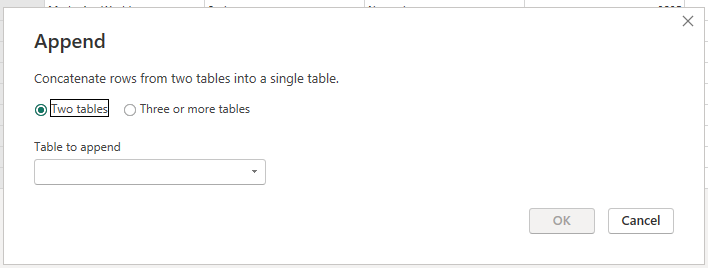 15 select tablas append