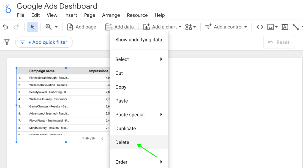 21 delete default table