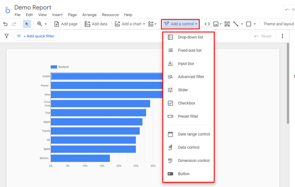 28 add control to looker studio report