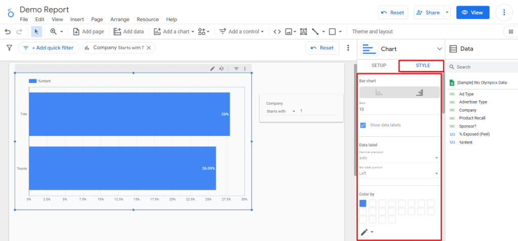 30 style customization in looker studio charts