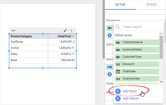 Figure 3.2.2. The Add field button