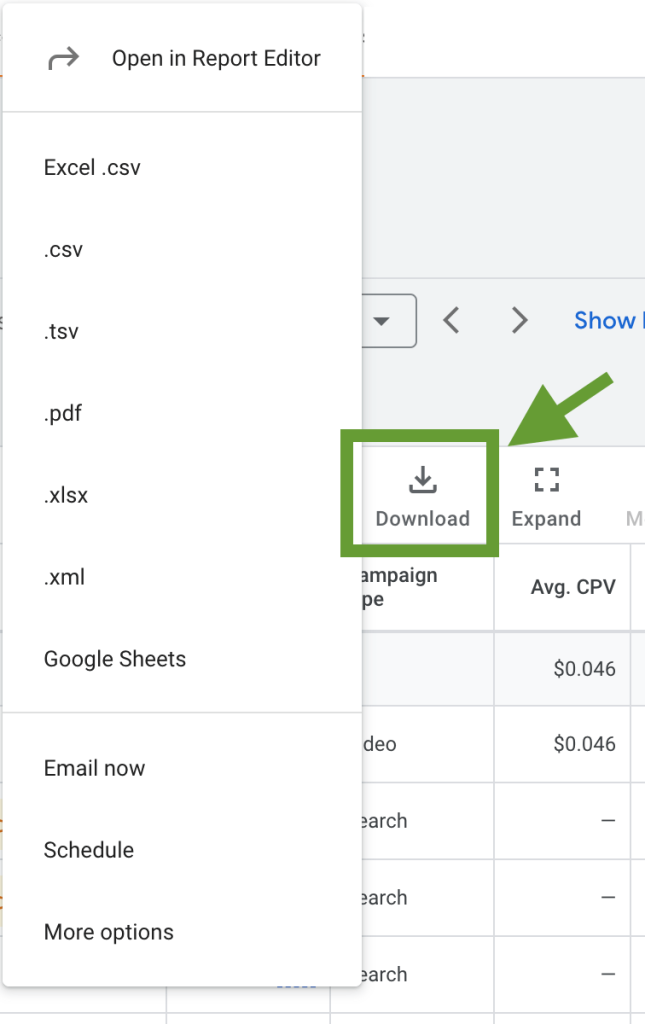 4. Extract data from Google Ads in CSV