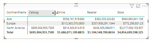 Figure 11.2. Hiding a column in a Matrix