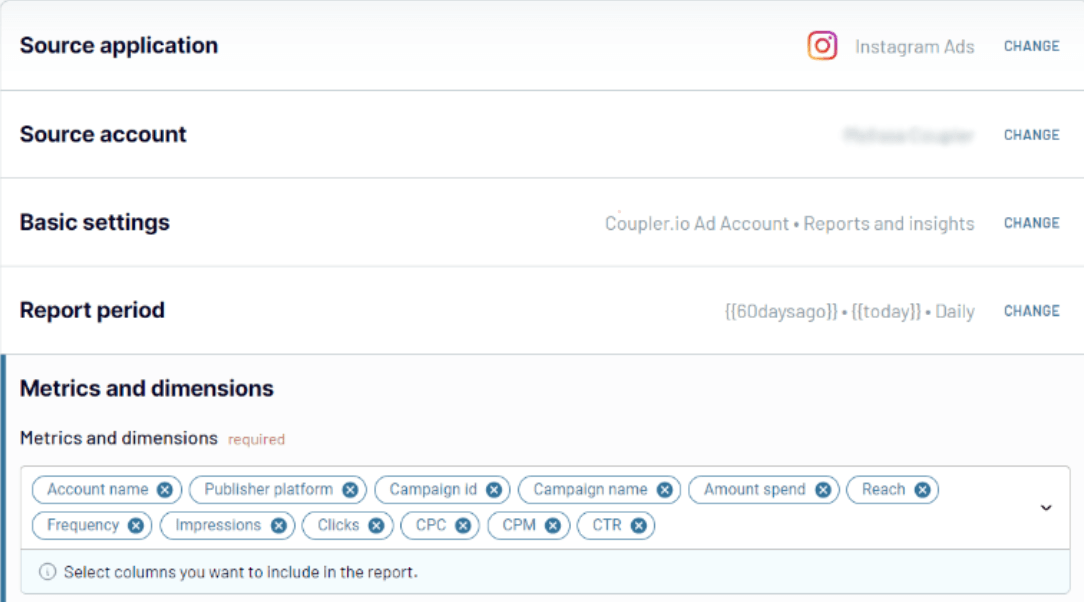 coupler.io análisis  de datos de Instagram Ads