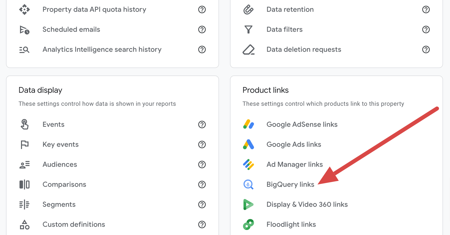 Liens BigQuery