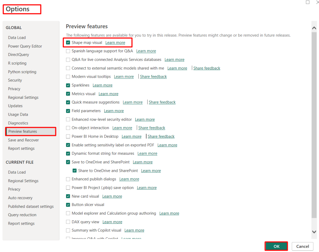 2 enable shape map settings