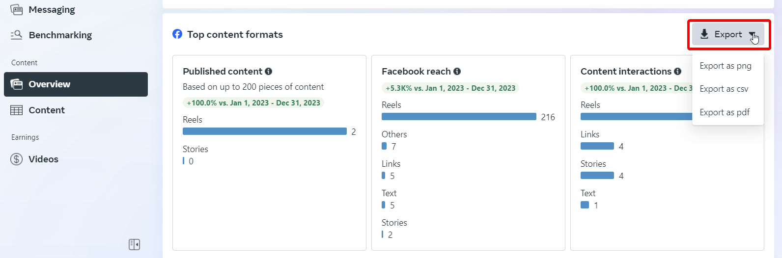 export d'audience de Facebook page insights