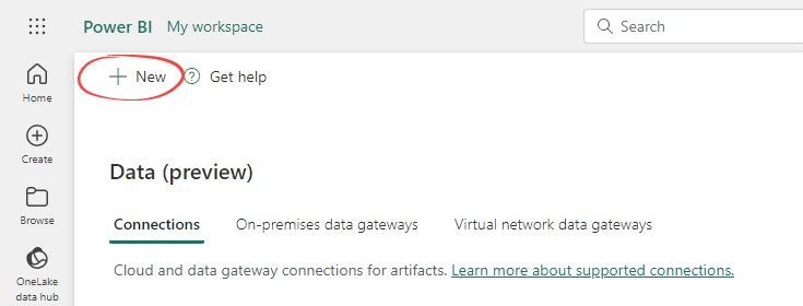 Figure 7.1. The button to create a new connection