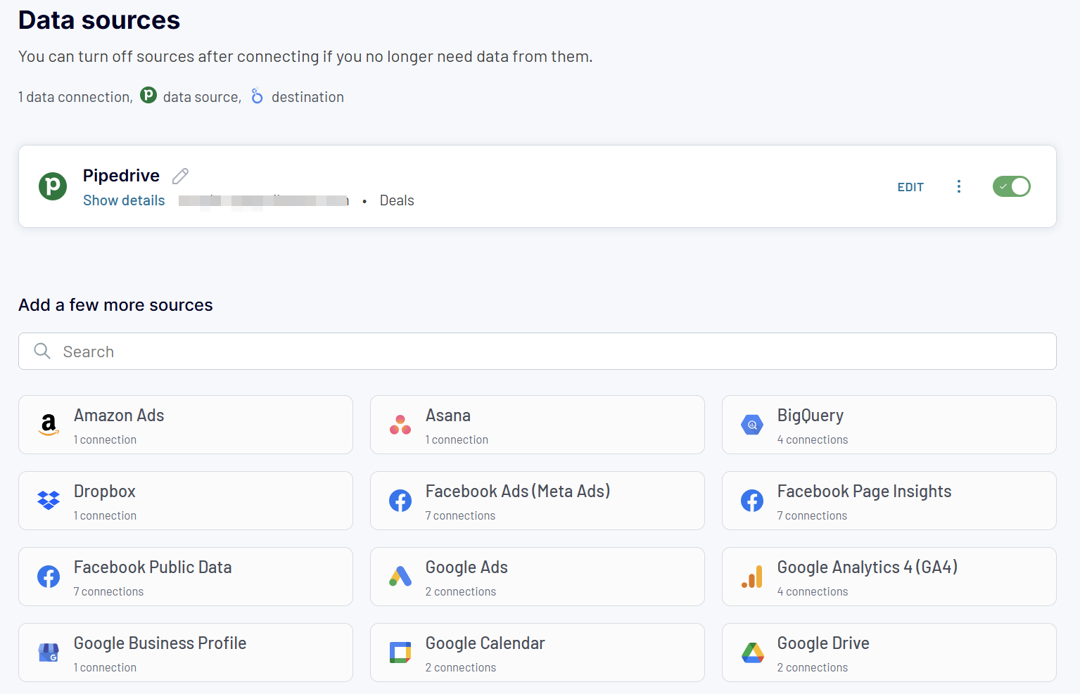 Pipedrive ajouter quelques sources supplémentaires