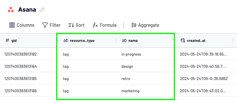 2 tags asana export