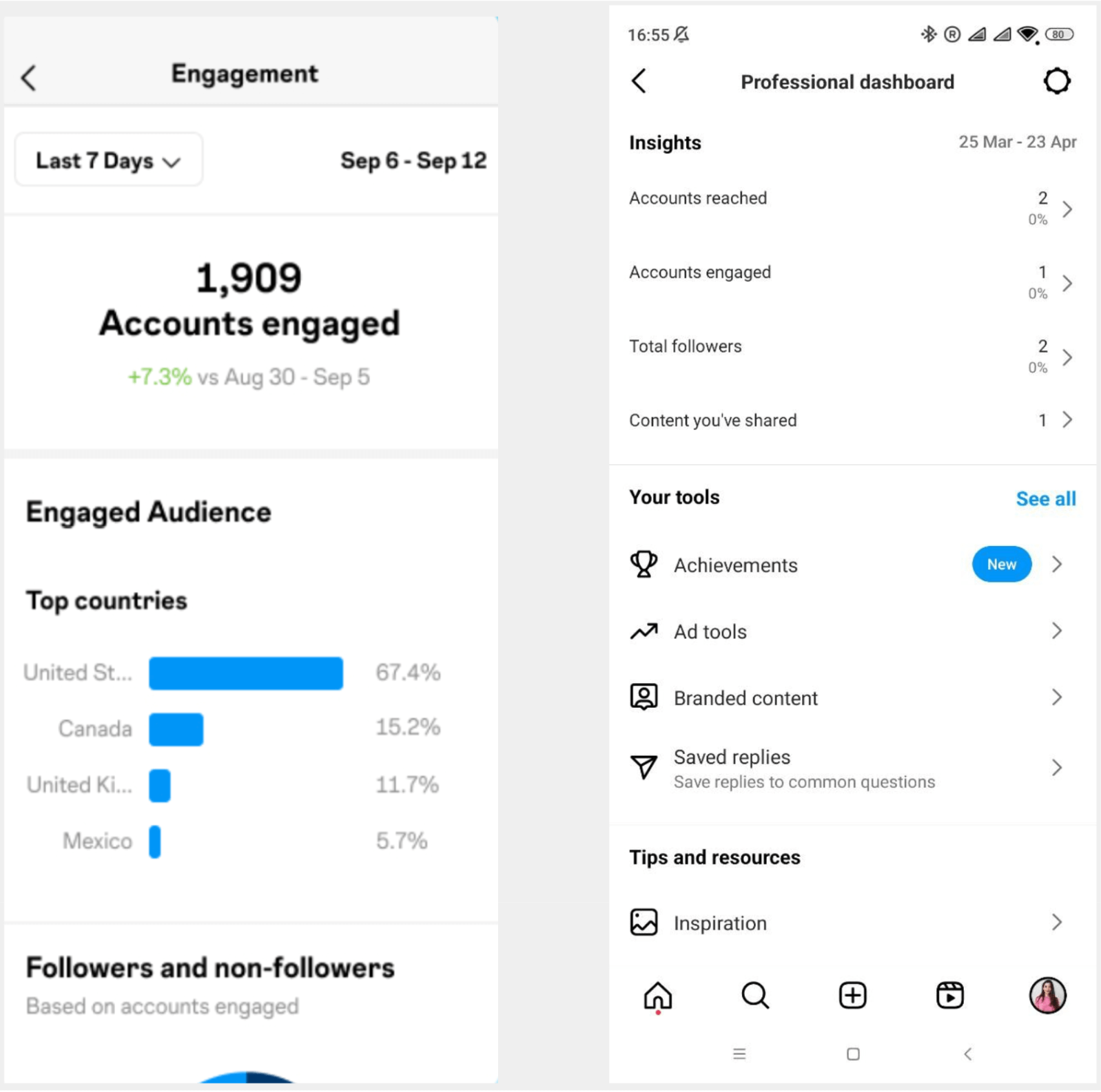 Dashboard de negócios nativo do Instagram
