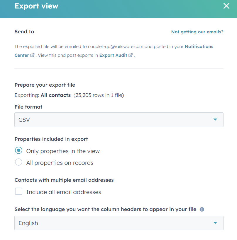 exportar contactos hubspot