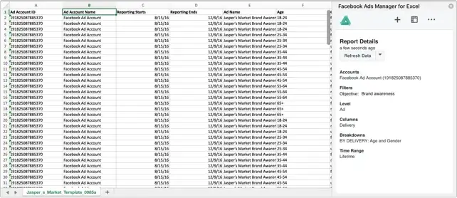 6. Facebook Ads Manager para Excel un complemento de Meta