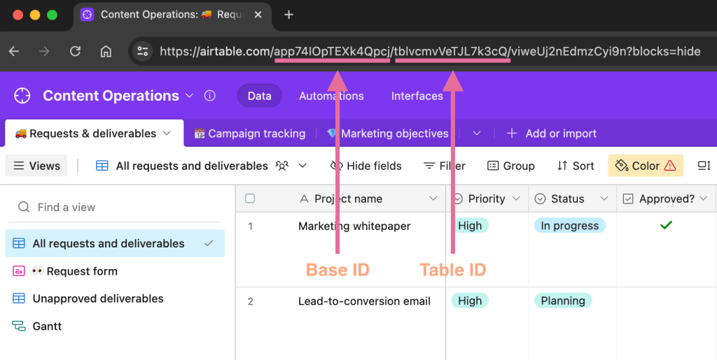 8 obtenir l’ID de base d’airtable