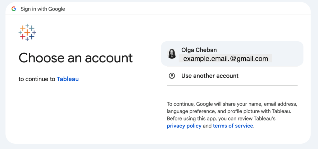 8. Select your Google account